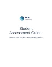 BSBADV402 Student Assessment Guide.docx
