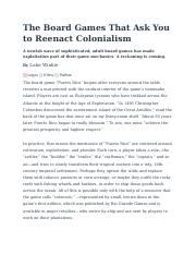 _The Board Games That Ask You to Reenact Colonialism_ by Luke Winke - Fishbowl Essays NOTES #2.docx