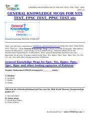 GENERAL KNOWLEDGE MCQS FOR NTS TEST, FPSC TEST, PPSC TEST etc.pdf