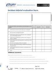 BSBMGT605-Incident Debrief Evaluation Form.docx