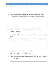 Middle Ages Music Worksheet