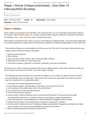 QUESTION - Paper:Article Critique (Individual).pdf