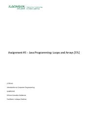 Assignment #5 - Java Programming Loops and Arrays.docx