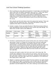 Unit Two Critical Thinking Questions.docx