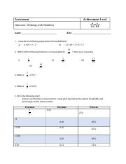 Copy of Assessment Working with Numbers - Approaching Standard (2 Stars).docx