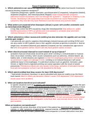 Focus 5 Gastrointestinal Drugs worksheet