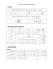 ME 340-S15-Final Exam Equations Sheet