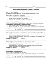 creating thesis statement practice