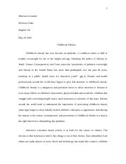 final research paper on childhood obesity