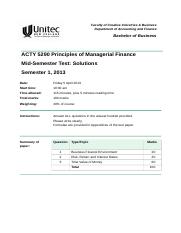 ACTY 5290 Mid-Semester Test Solutions S1 2013