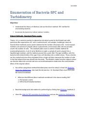 Lab9-Enumeration of Bacteria_SPC-Turbidimetry-OnlineExercise .docx