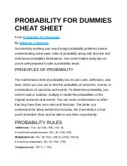 PROBABILITY FOR DUMMIES CHEAT SHEET