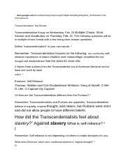 Transcendentalism Test Review Key 2019