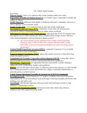 Notes CH. 2 Public Health Systems.docx