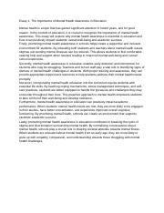 Essay 1_ The Importance of Mental Health Awareness in Education.docx