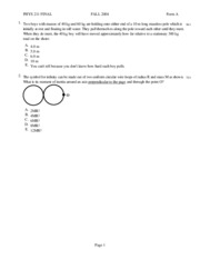 Phys211Final Exam Sample 2 with key