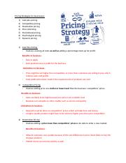 Pricing Strategies - HW 21.docx