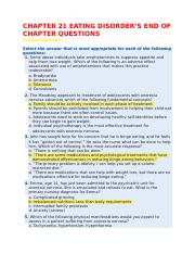 CHAPTER 21 EATING DISORDER END OF CHAPTER QUESTIONS.docx