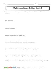 Resume Ideas - Getting Started.pdf