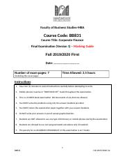 BB831 Final Exam Fall 2019-2020 Version 1 - MG.docx