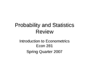Econ 281 - Probability and Statistics Review UP