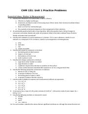 CHM-151-800 - Unit 1 Practice Problems.docx