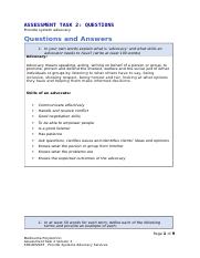 CHCADV005  Provide Systems Advocacy Services Assessment Task 2 2020 -.docx
