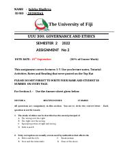 UUU 300  Assignment No 2  Semester 2   2022   DS.docx
