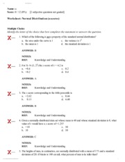 Worksheet_ Normal Distribution (z-scores) answers