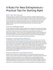 4 Rules For New Entrepreneurs - Practical Tips For Starting Right.docx