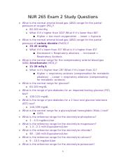 NUR 265 Exam 2 Study   Questions