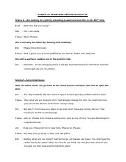 SCRIPT OF HOMELESS PEOPLE ROLE PLAY