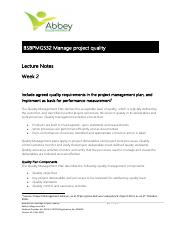 Week 2 BSBPMG532 Manage project quality.pdf