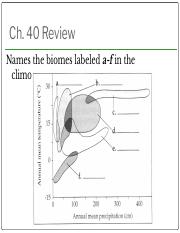 Ch. 39b Animal Behavior  - Ch. 40 Review Names the biomes  labeled a-f in the climograph. Ch. 39b Warm-Up 1. 2. 3. What is something  that you | Course Hero