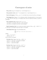 Convergence Tests Study Guide