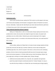 Informal Planning Outline-Essay #4