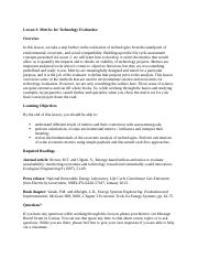 Lesson 3 Metrics for Technology Evaluation.docx