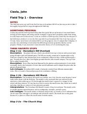 Field Trip 1 Report - Geoscience