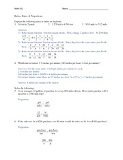 Ratio, Rates, and Proportions Problem Set