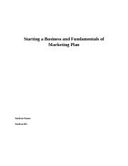 Starting a Business and Fundamentals of Marketing 31.docx