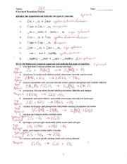 Chemical Reactions Packet - Key