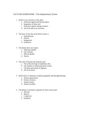The Integumentary System Homework Practice