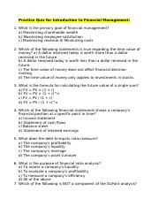 Practice Quiz for Introduction to Financial Management.docx