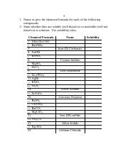 solubility rules worksheet answers - Solubility Rules Worksheet 1 Name