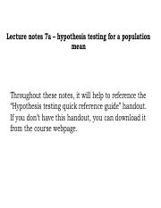 Lecture notes 7a – hypothesis testing for a population mean.pdf