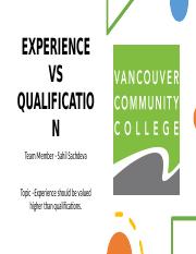 Experience Vs Qualification (COHORT - 31A).pptx