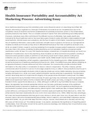 Health Insurance Portability and Accountability Act Marketing Process: Advertising - 619 Words | Ess