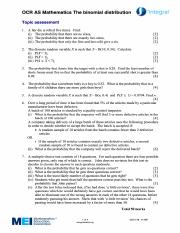 OCR AS - Binomial distribution Topic assessment.pdf