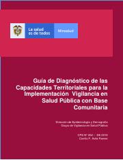 Guía de Diagnóstico de las Capacidades Territoriales para la Implementación  Vigilancia en Salud 
