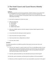 3. The Hotel Guest and Guest Rooms, Weekly Questions.docx